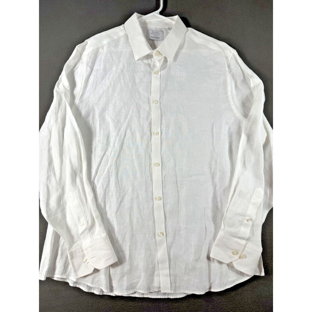 Murano Baird McNutt Linen Shirt Mens XL White Long Sleeve Button Beach Casual